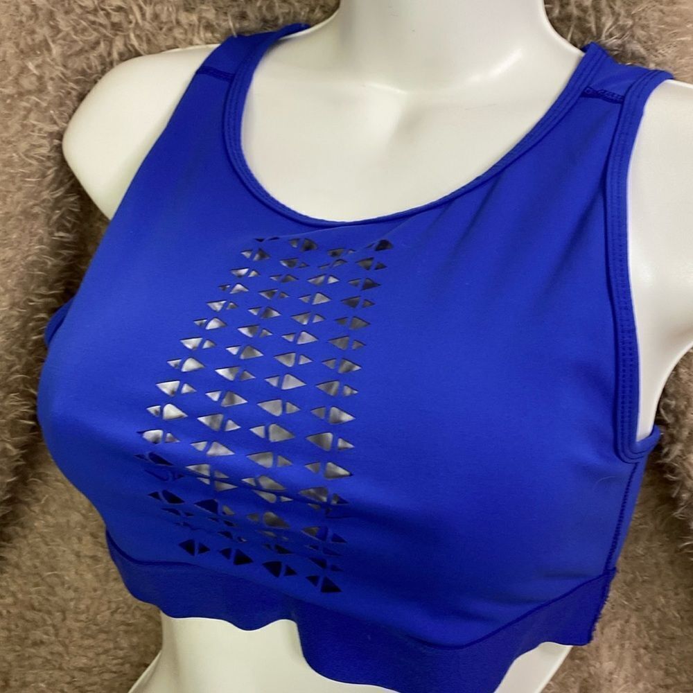Designer Vina Sports Bra Royal Blue Eyelet Cutout Small